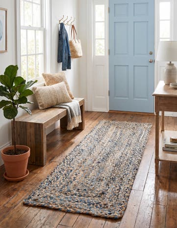 Natural Handmade Braided Chindi Runner Rug