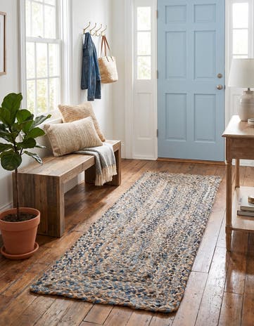 Natural Handmade Braided Chindi Runner Rug