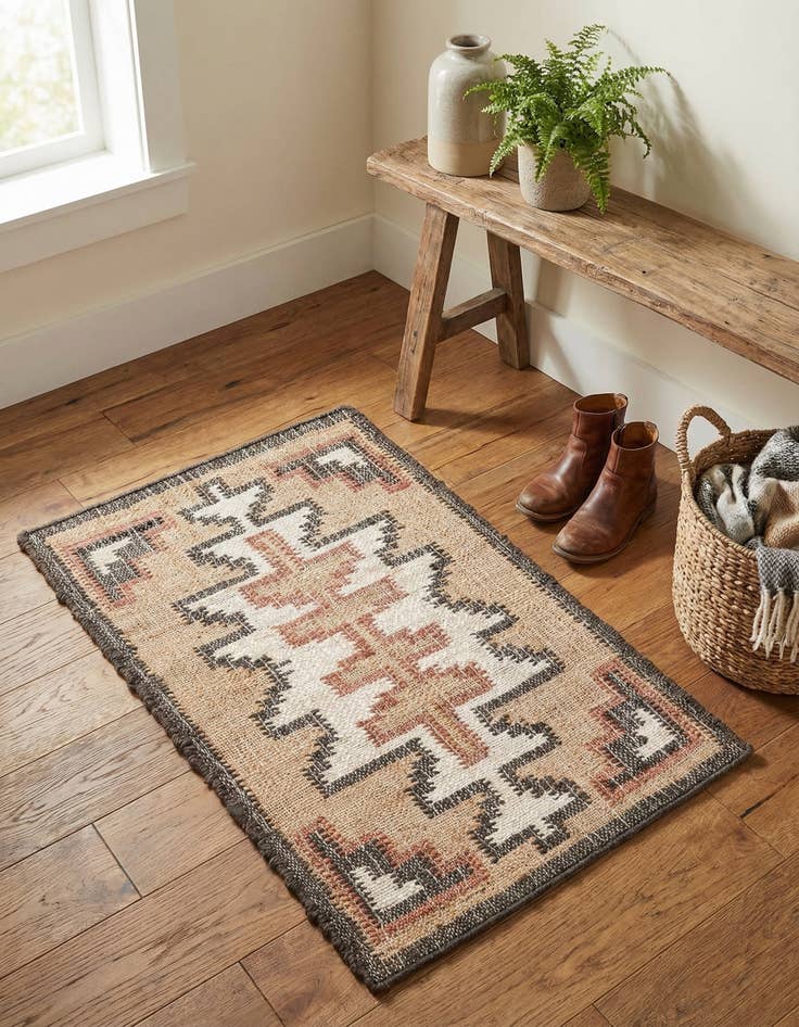 Detail image of 2' x 3' 1 Hand Woven Kala Handwoven Jute Rug