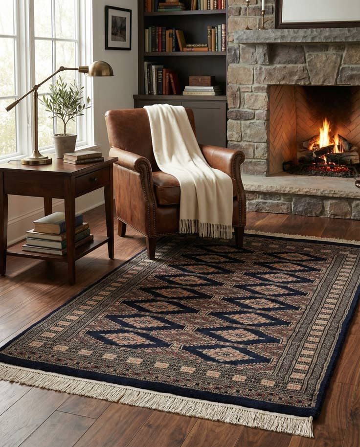 Detail image of 3' 1 x 4' 9 Hand Knotted Bokhara Oriental Wool Rug