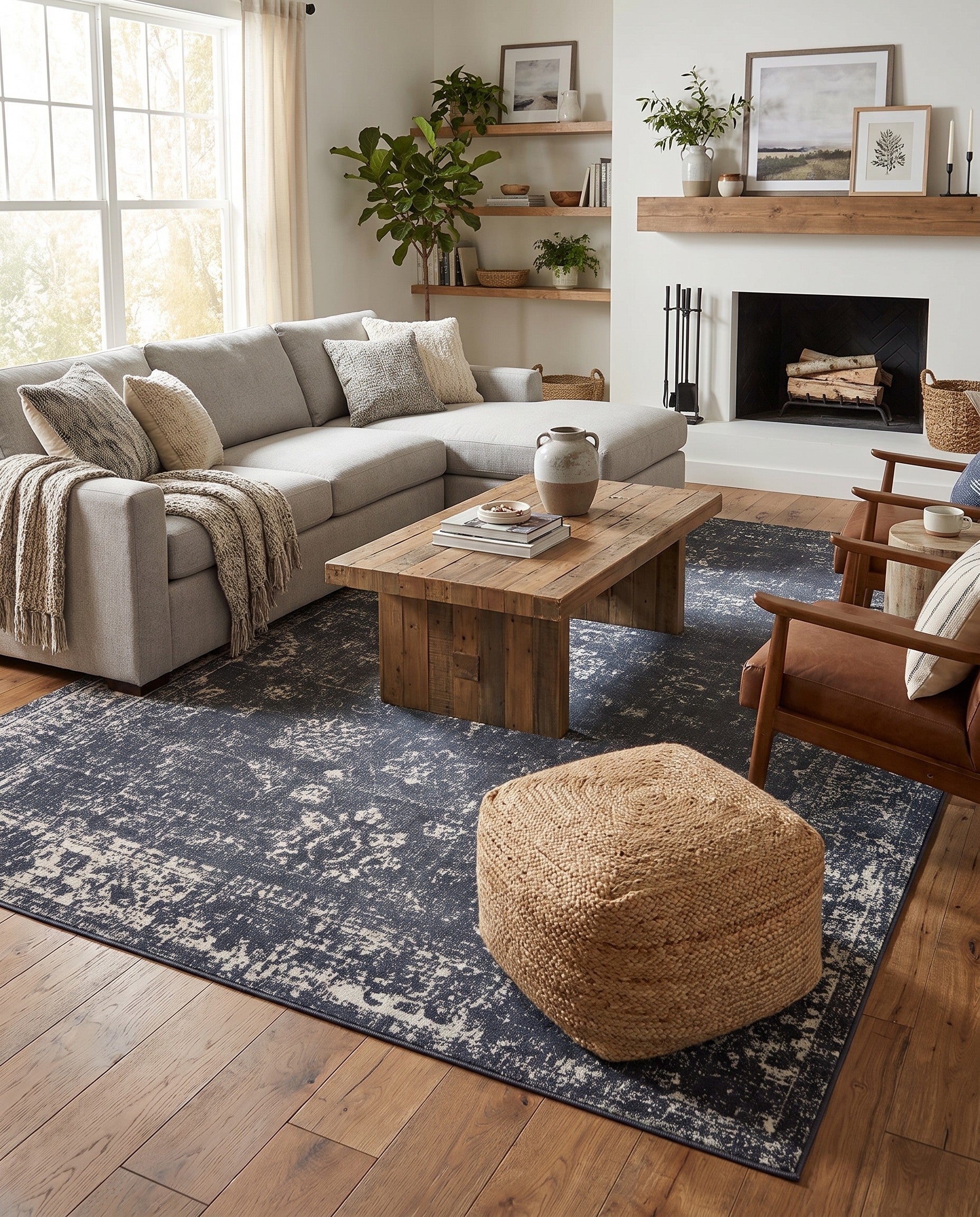 Slate Blue and Ivory Monaco Rug