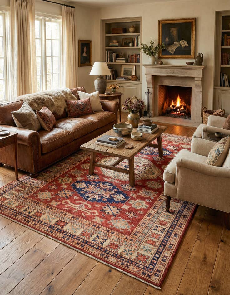 Detail image of 4' 11 x 6' 8 Hand Knotted Kazak Oriental Rug