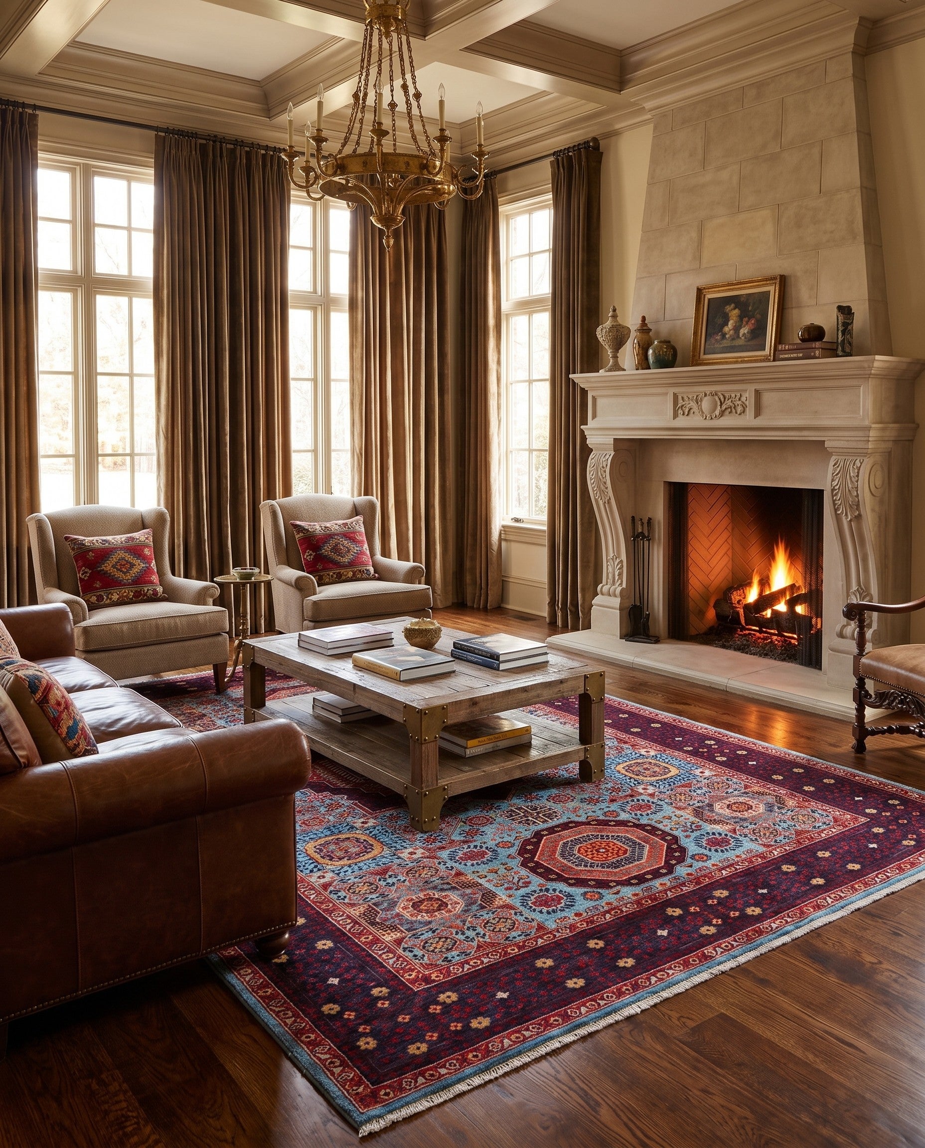 6' 2 x 8' 9 Hand Knotted Mamluk Ziegler Rug
