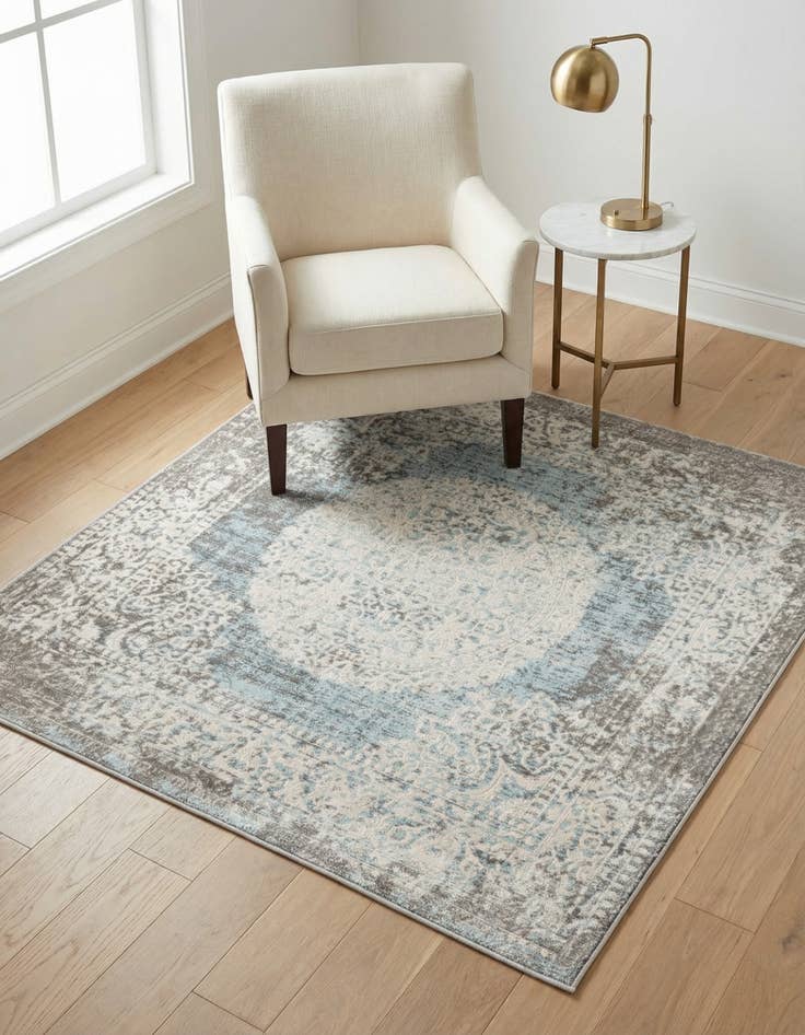 Detail image of 5' 3 x 5' 3 New Vintage Square Rug