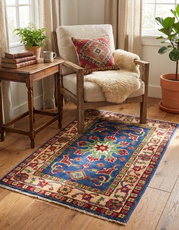 2' x 3' 4 Hand Knotted Kazak Rug