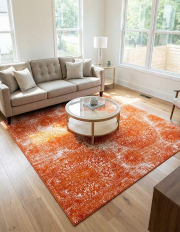 Orange Monaco Square Rug