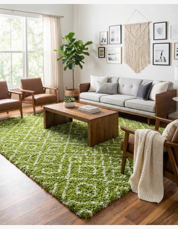 Green Trellis Shag Rug
