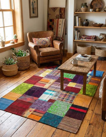 4' x 6' Hand Woven Kilim Patchwork Wool Rug