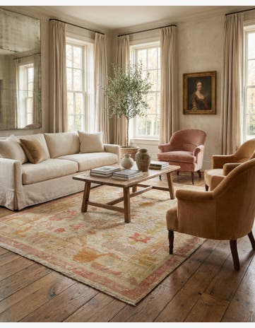 5' 1 x 6' 10 Hand Knotted Oushak Wool Rug