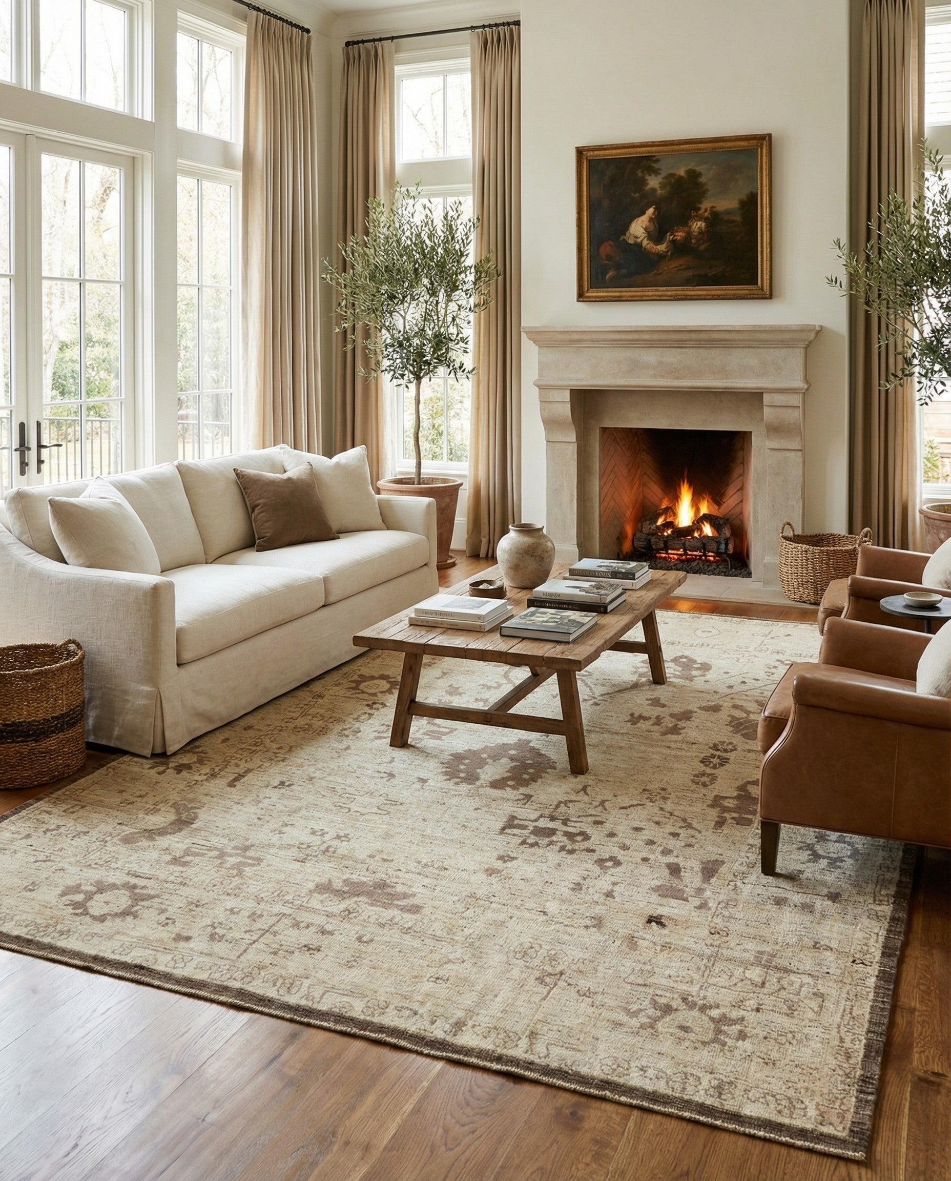 10' 7 x 13' 8 Hand Knotted Oushak Wool Rug