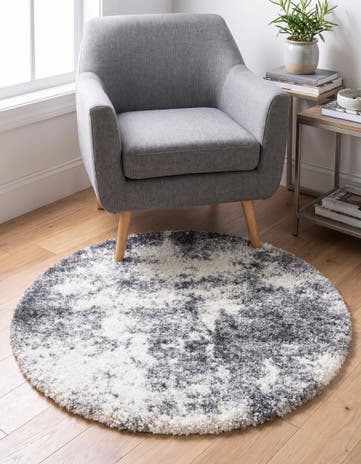 Smoke Gray Soft Touch Shag Round Rug