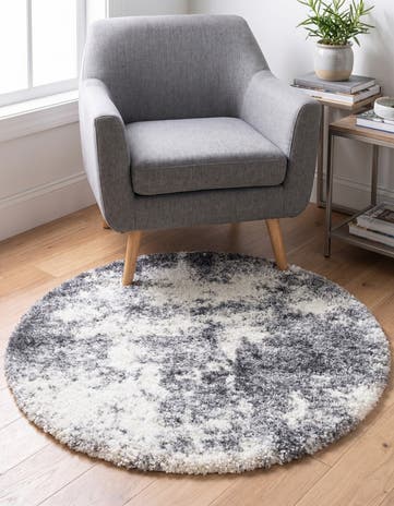 Smoke Gray Soft Touch Shag Round Rug