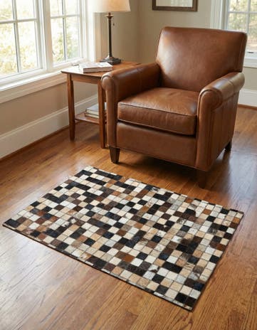 2' x 3' Cowhide Leather Rug