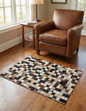 2' x 3' Cowhide Leather Rug
