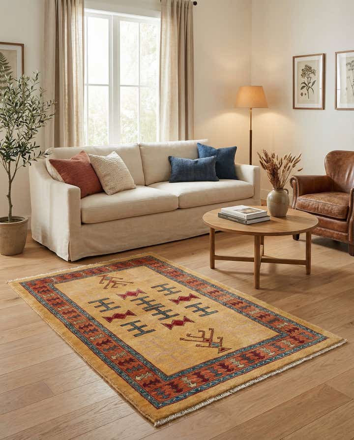 3' 4 x 5' 5 Hand Knotted Ziegler Wool Rug