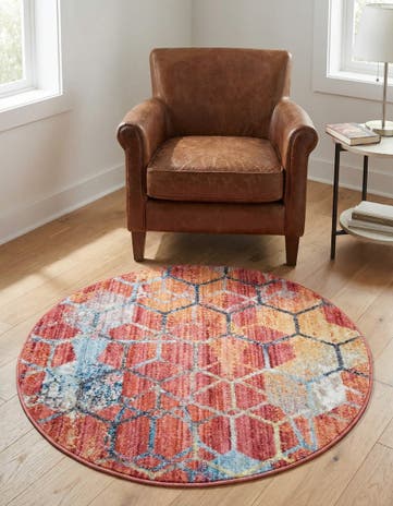 Red Andromeda Round Rug