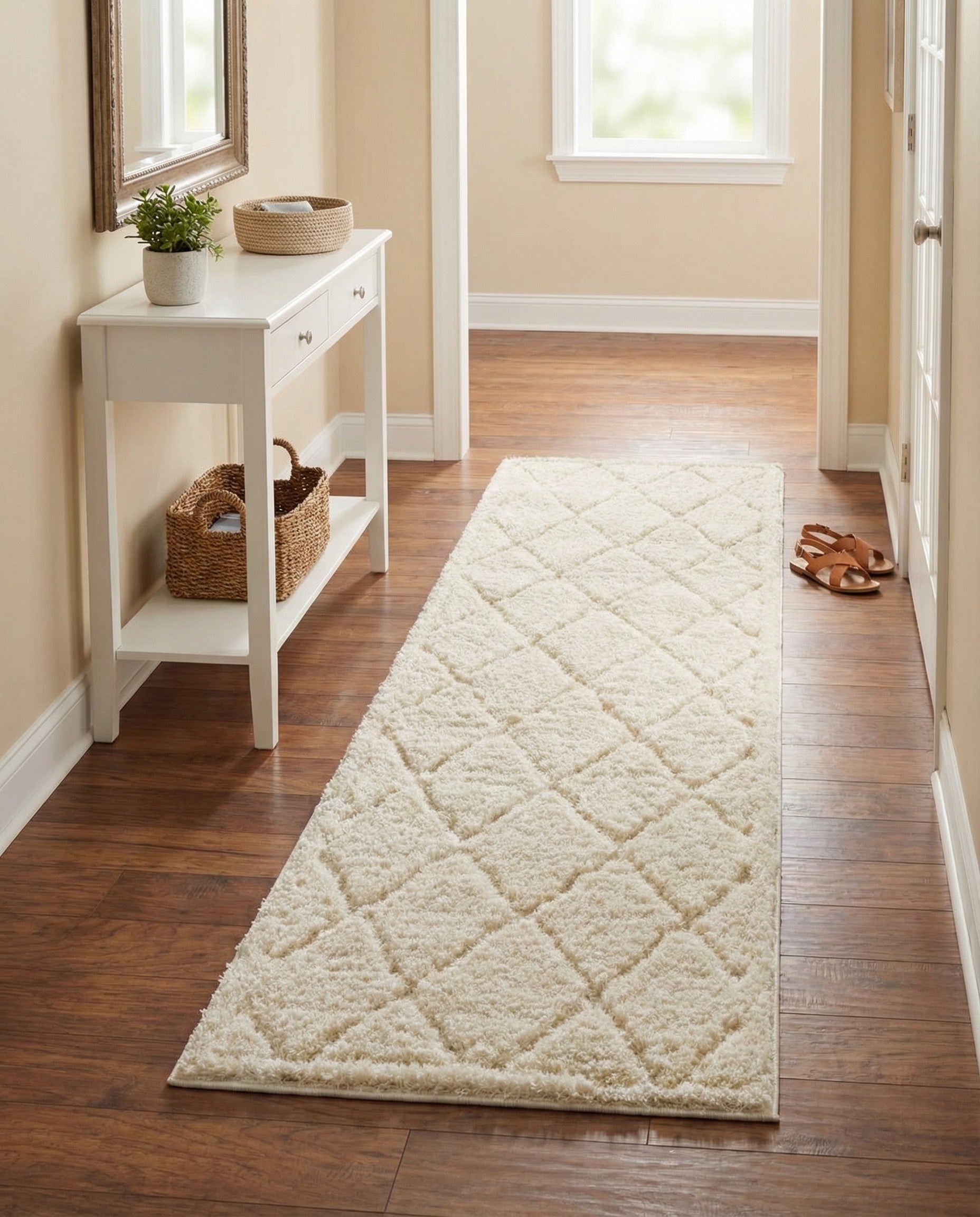 2' x 6' 9 Trellis Shag Runner Rug