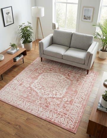 Pink Oxford Square Rug