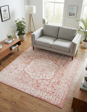 Pink Oxford Square Rug