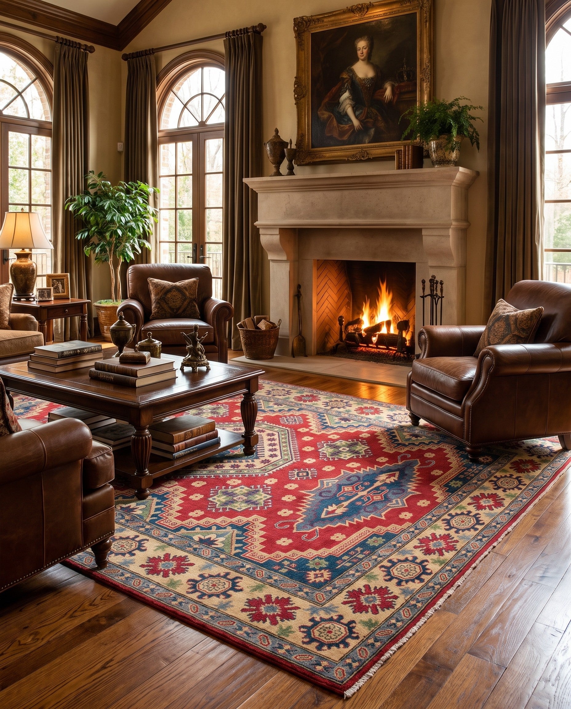 6' 11 x 9' 11 Hand Knotted Kazak Rug