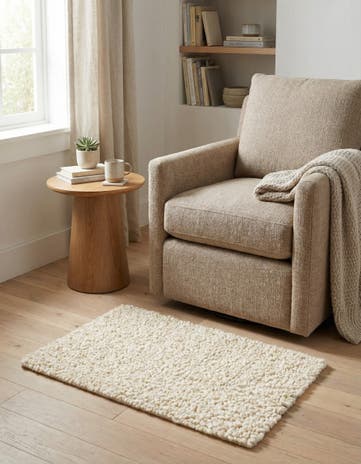 Moroccan Ivory Hand Woven Haka Deluxe Shag Rug