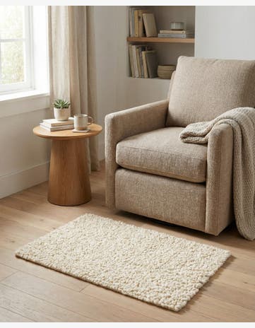 Moroccan Ivory Hand Woven Haka Deluxe Shag Rug