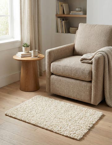 Moroccan Ivory Hand Woven Haka Deluxe Shag Rug