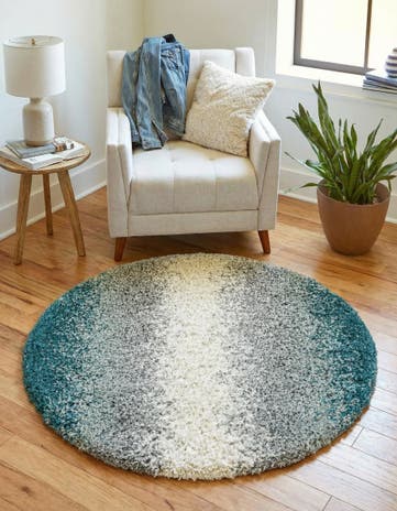 Teal Soft Touch Shag Round Rug