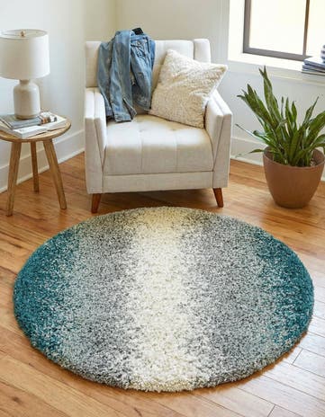 Teal Soft Touch Shag Round Rug
