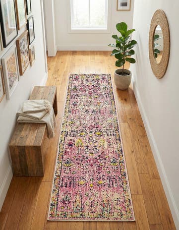 Pink Washable El Paso Runner Rug