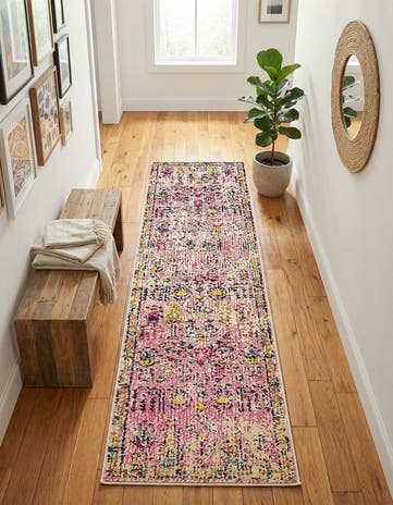 Pink Washable El Paso Runner Rug