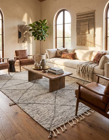 6' 5 x 9' 4 Hand Knotted Moroccan Wool Rug