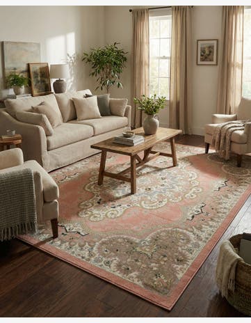 Rose Pink Kamala Washable Rug