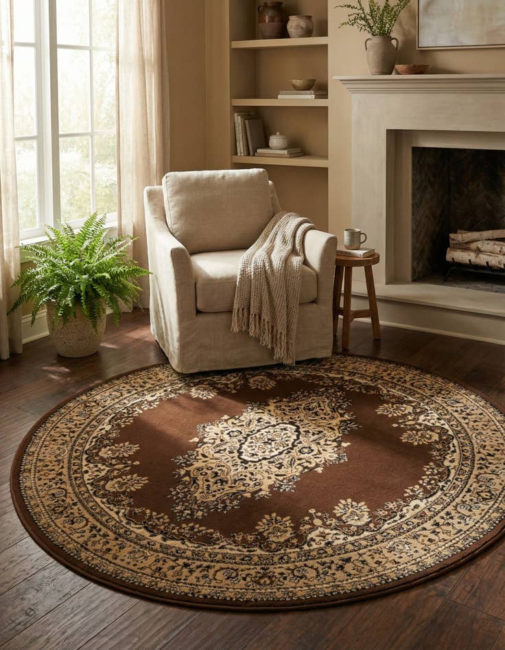 Detail image of 5' 3 x 5' 3 Mashad Design Round Rug