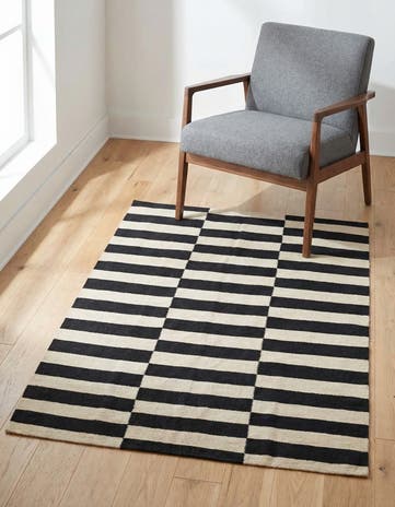 3' 6 x 4' 9 Hand Woven Kilim Modern Wool Rug