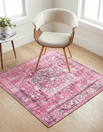 Plumrose Pink Medina Square Rug
