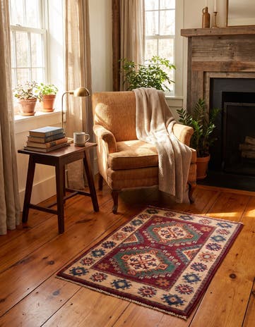 2' x 2' 9 Hand Knotted Kazak Rug