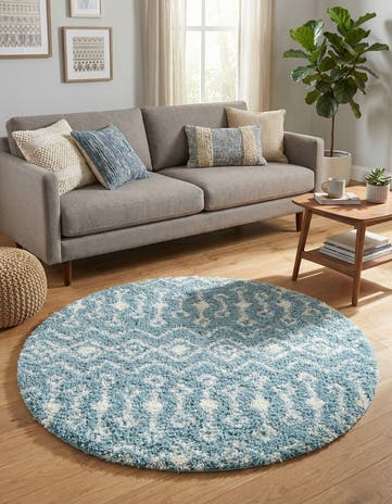 5' 3 x 5' 3 Moroccan Trellis Shag Round Rug