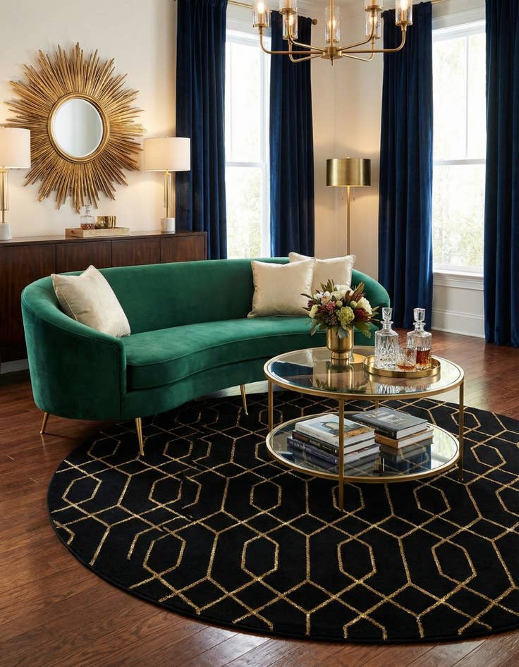 Detail image of 7' 10 x 7' 10  Marilyn Monroe&trade; Glam Trellis Round Rug