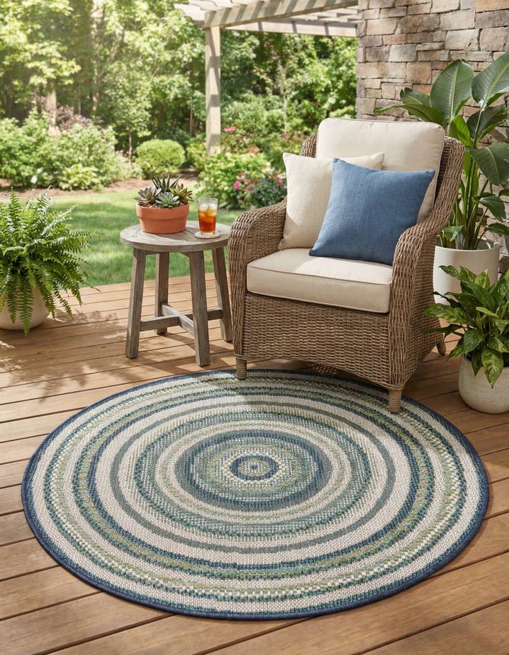 Detail image of 3' 3 x 3' 3  Washable Baja Indoor / Outdoor Round Rug