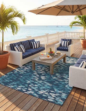 Blue Leicht zu reinigen Coastal Innen- / Außenbereich Teppich