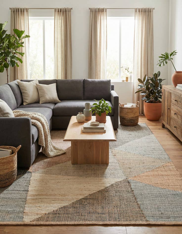 Detail image of 6' 1 x 9'  Hand Woven Kilim Jute Rug