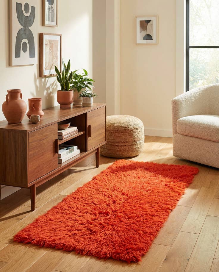 Detail image of 2' 4 x 4' 9 Hand Knotted Moroccan Wool Runner Rug