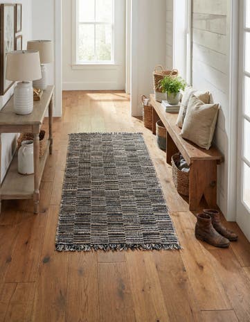 Dark Gray Hand Woven Chindi Jute Runner Rug