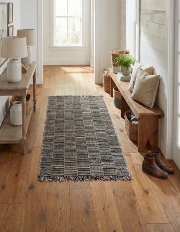 Dark Gray Hand Woven Chindi Jute Runner Rug