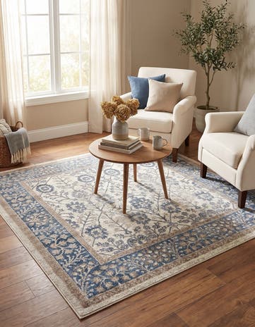 Cream Viola Square Rug