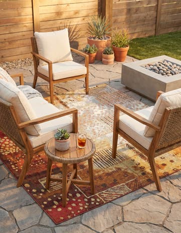 Easy-Clean Modern Indoor / Outdoor Square Rug