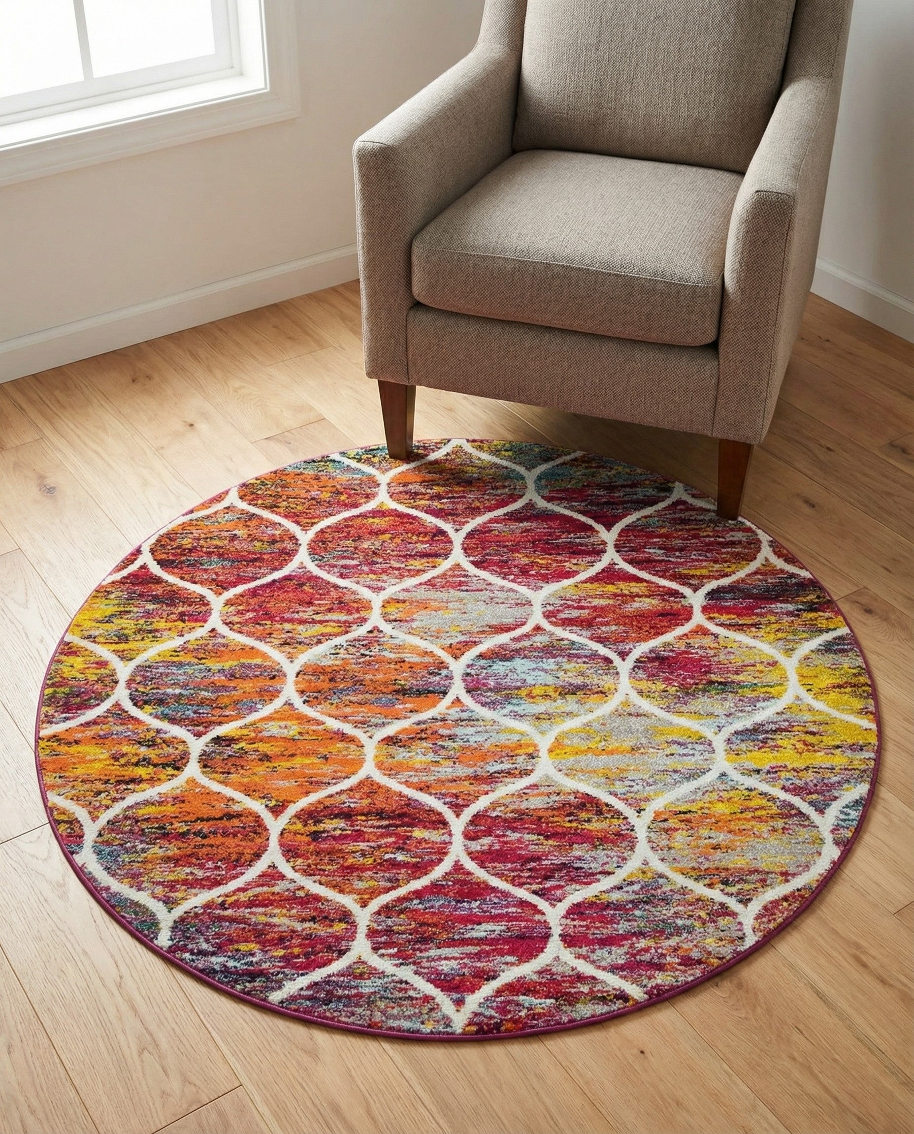 3' x 3' Trellis Frieze Round Rug