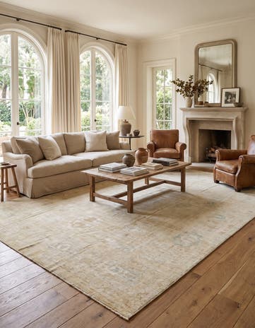 9' 8 x 13' 10 Hand Knotted Oushak Wool Rug