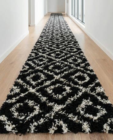  3' 3 x 16' 5 Lattice Shag Runner Rug